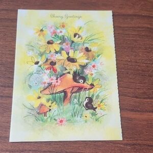 Vintage Cheery Greetings Floral Card
